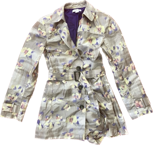 Coldwater Creek Spring Daffodil Blur Beige/Yellow/Purple Trench Jacket (M)