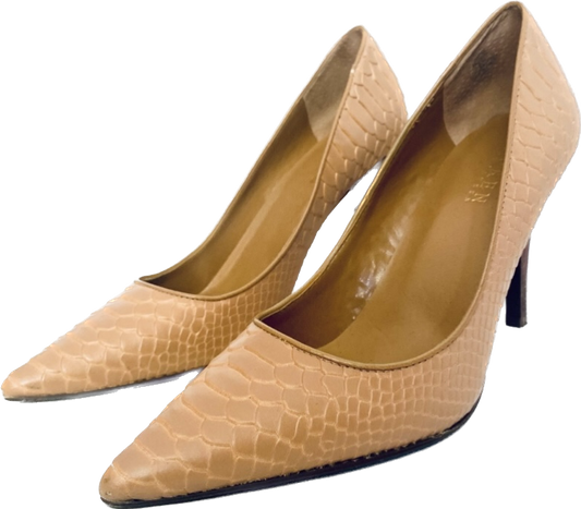 Ginger Python-Embossed Leather Pumps (8.5)