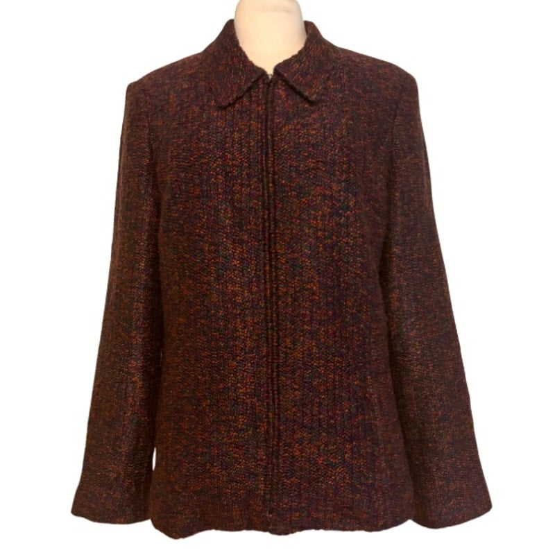 Vintage Purple/Orange Tweed Zip-up Jacket (L)