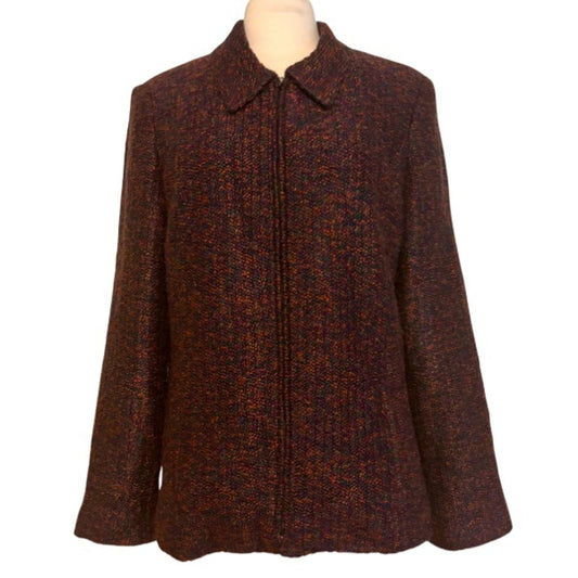 Vintage Purple/Orange Tweed Zip-up Jacket (L)