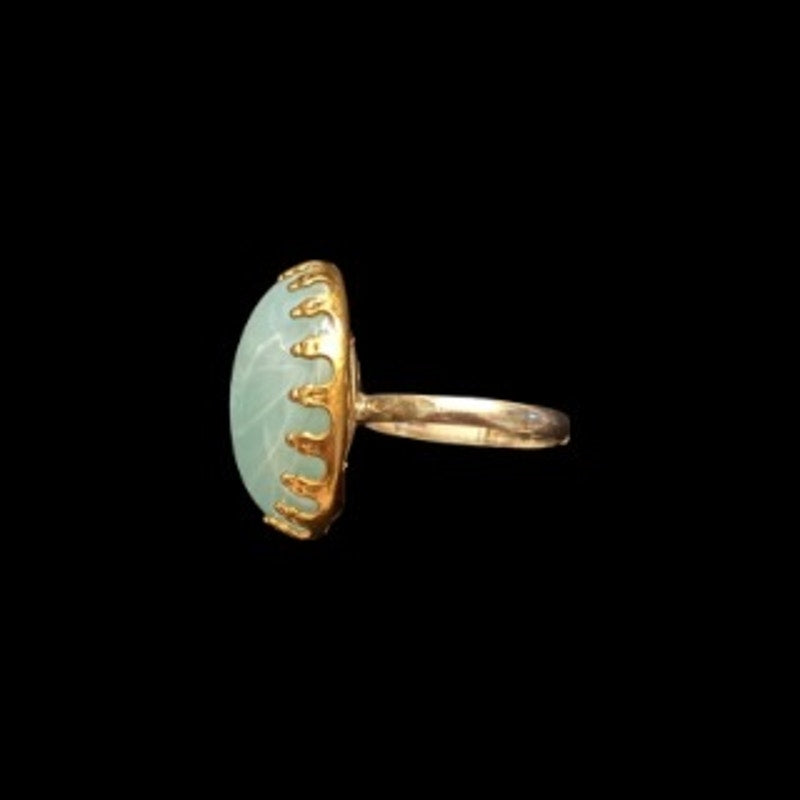 Shimmery Aqua Blue Upcycled Vintage Earring Ring