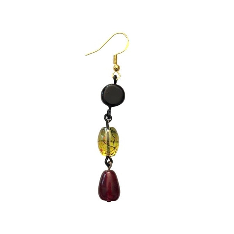 Sunnydale | Black, Yellow, & Red Beaded Drop Earrings