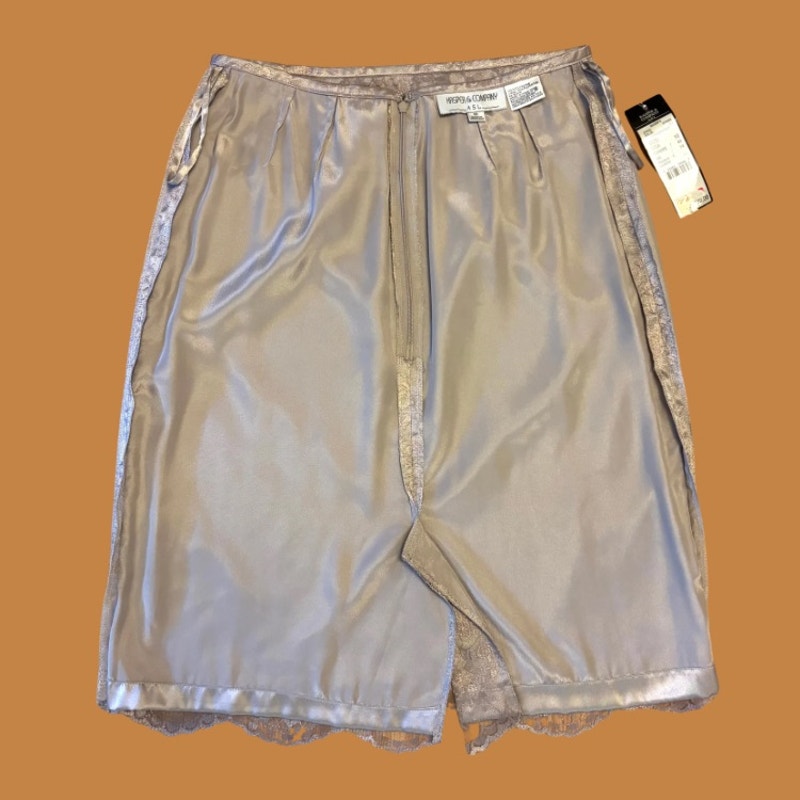 NWT Y2K Violet-Grey & Champagne Lace Kasper & Co Pencil Skirt (EU 40)