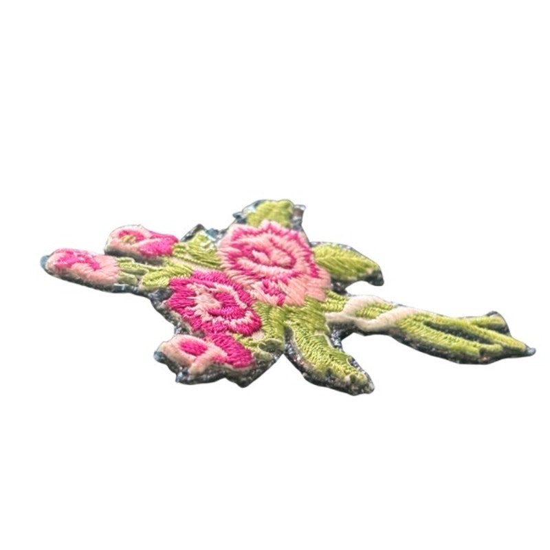 Two-toned Pink Rose Bouquet Vintage Embroidered Patch Pin