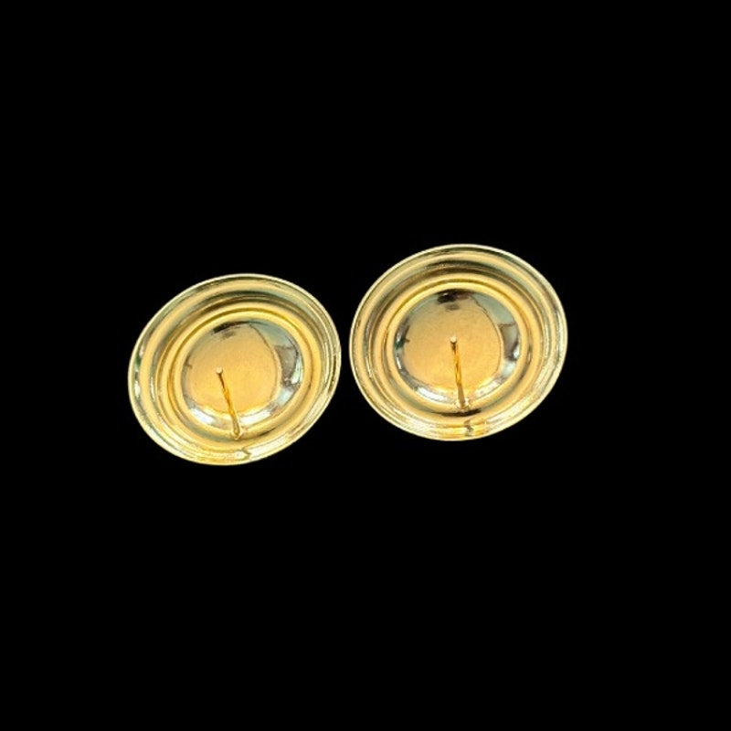 Handpainted Vintage Gold Frame Moon Face Stud Earrings