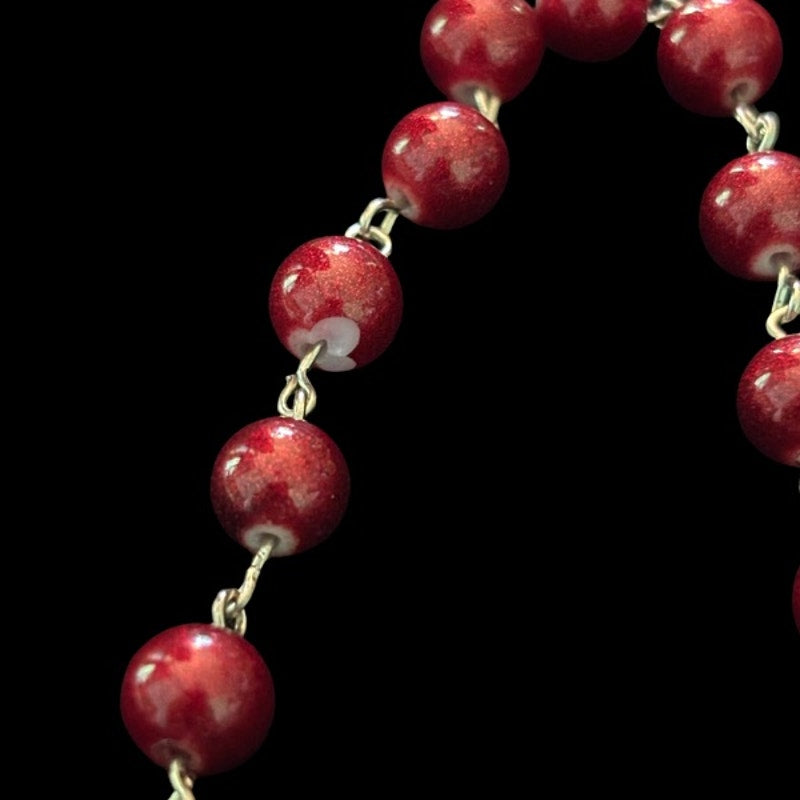 Bordeaux Red Beaded Chain Anklet (XL)