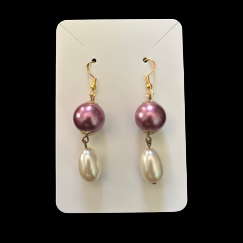Baroque-Inspired Fuchsia Pink and Cream Pearl Bead Drop Earrings