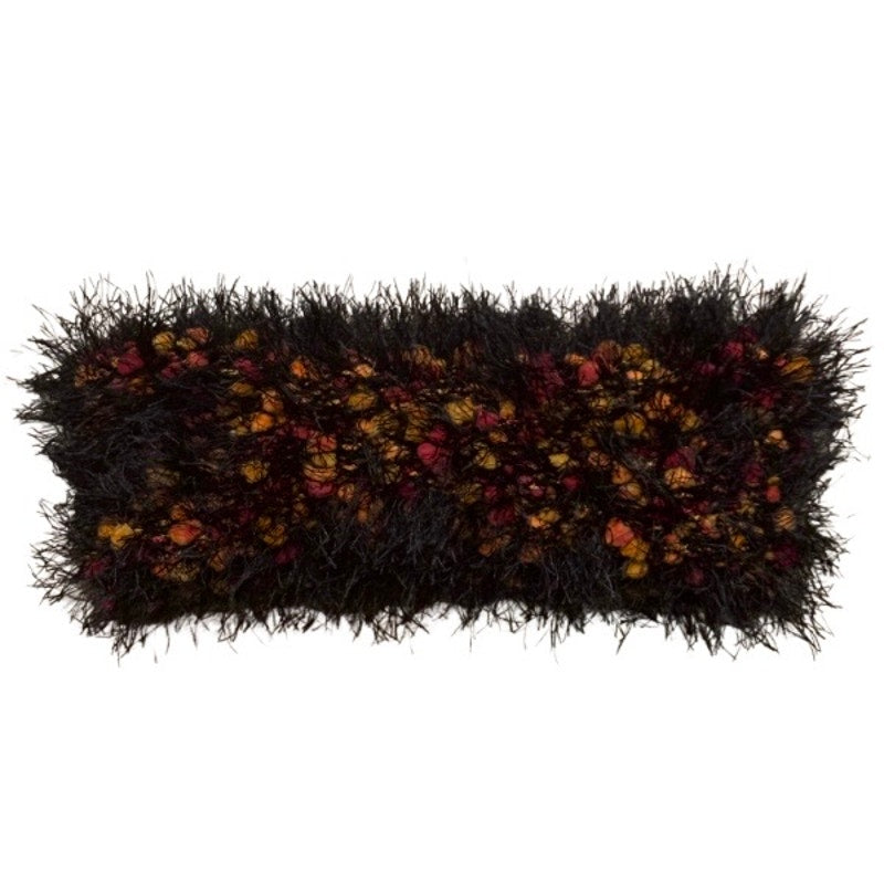 Hand-knit Fuzzy Orange, Red & Black Headband/ Ear Warmer (S/M)