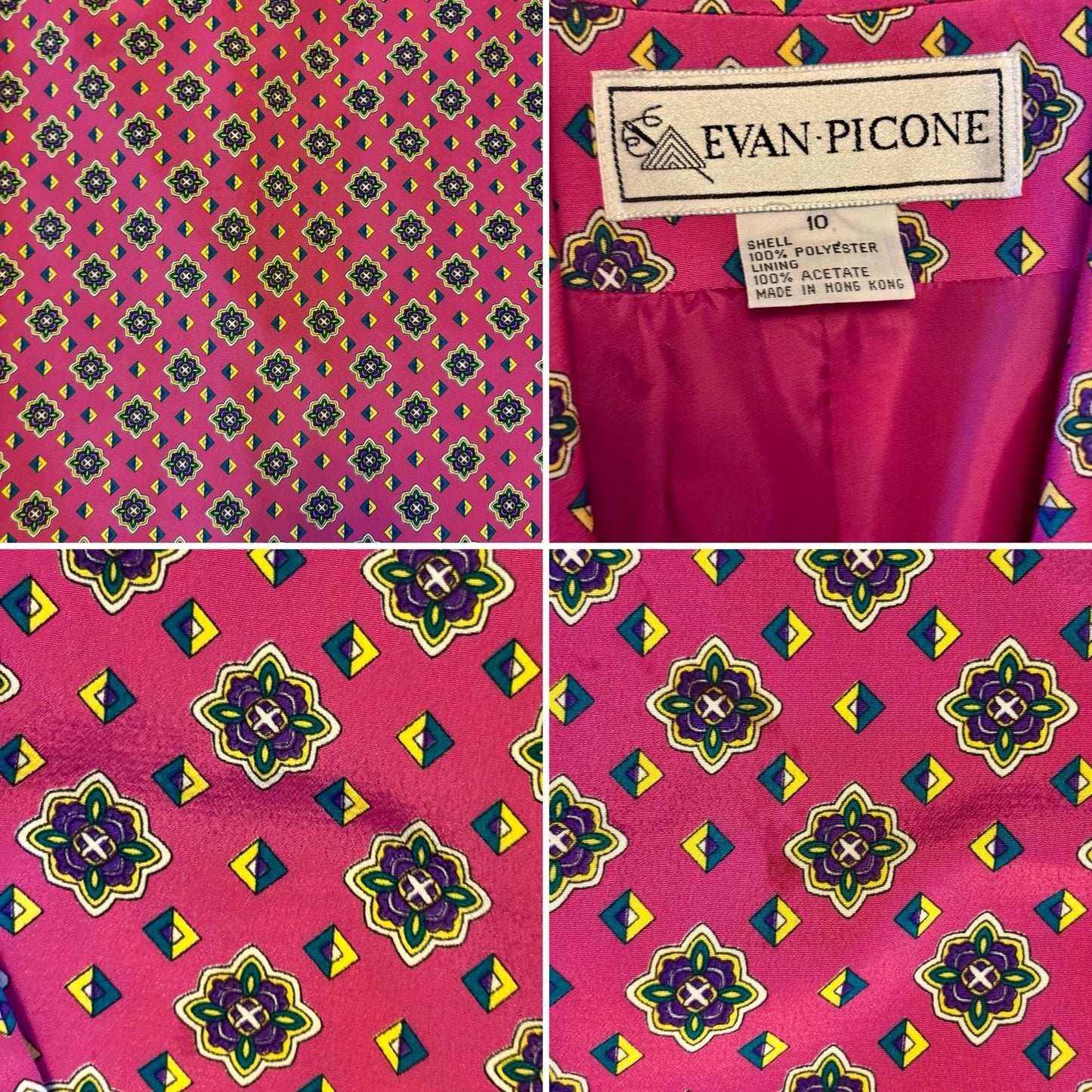 Vintage Hot Pink Medallion Print Blazer  (10)