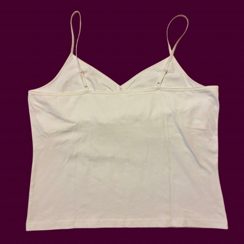 Vintage Purple Rose Bouquet Flower Patch Embellished White Camisole (Medium-Large)