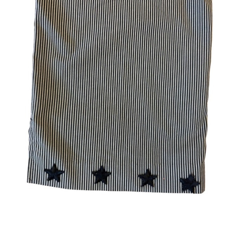 Starry Hem Black and Tan Pinstriped Cotton Blend Capri-length Trousers (12)