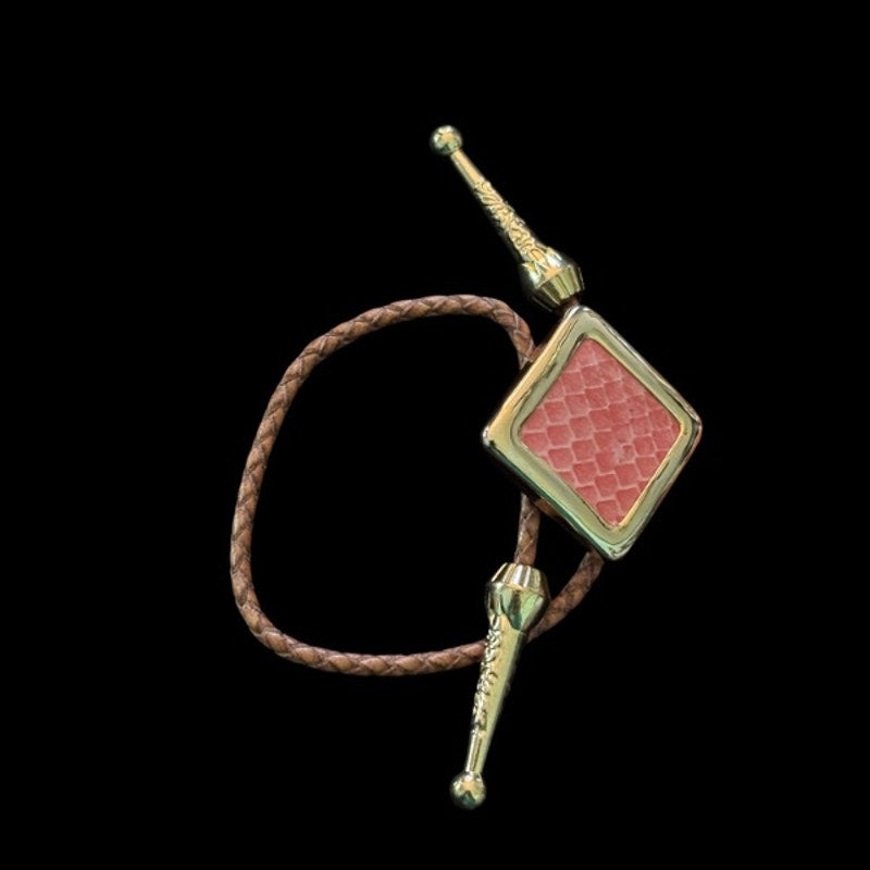 Upcycled Vintage Gold & Pink Snakeskin Diamond Bolo Bracelet