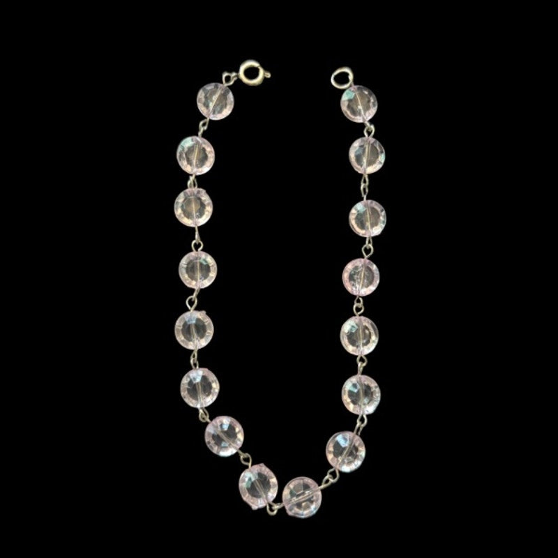 Lavender Purple Crystal Beaded Chain Anklet (L)