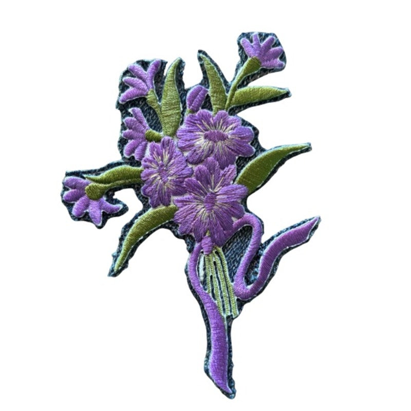 Lilac Purple Flower Bouquet Vintage Embroidered Patch Pin