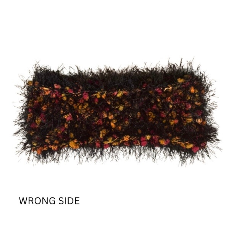 Hand-knit Fuzzy Orange, Red & Black Headband/ Ear Warmer (S/M)