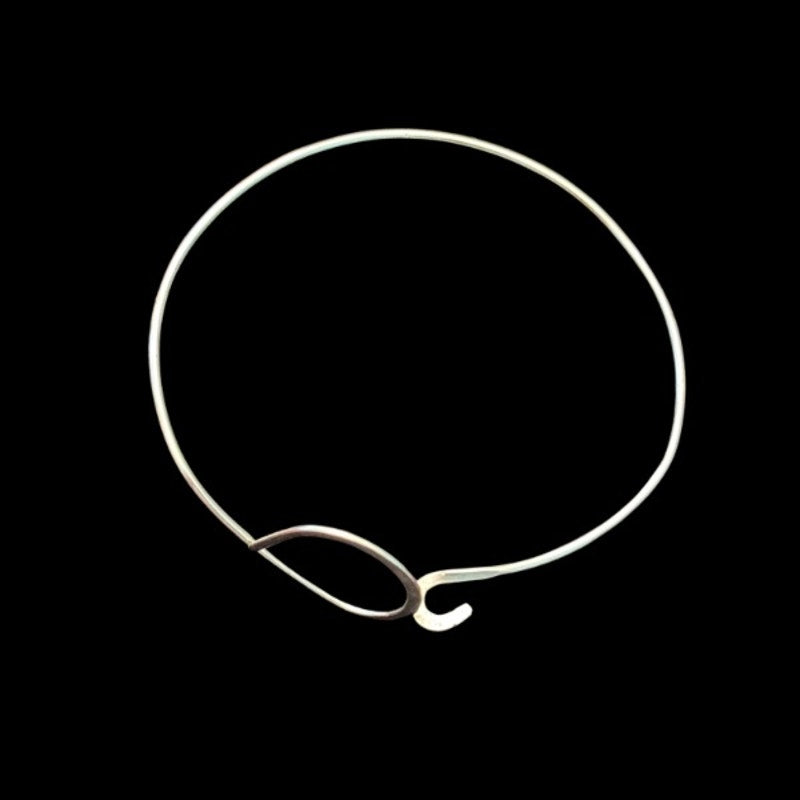 Vintage Silver Dainty Open Teardrop Loop Bracelet