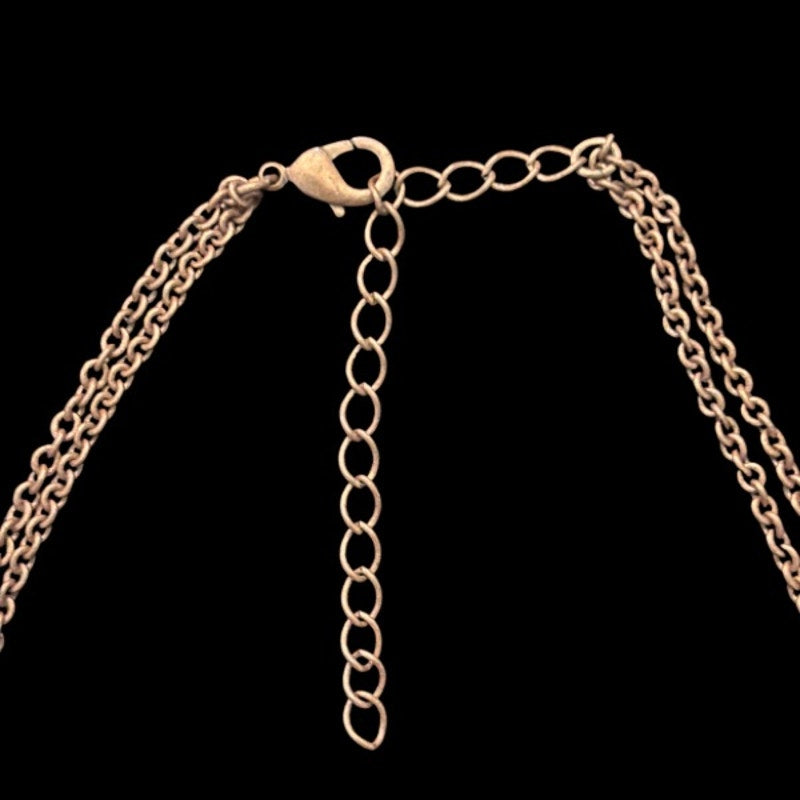 70’s Vntg Avon Copper-toned Beaded Disc Flower Pendent Choker Necklace