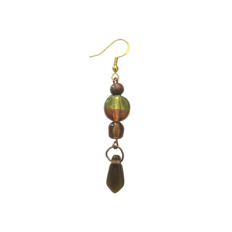Autumnal Glow Mismatched Beaded Drop Earrings