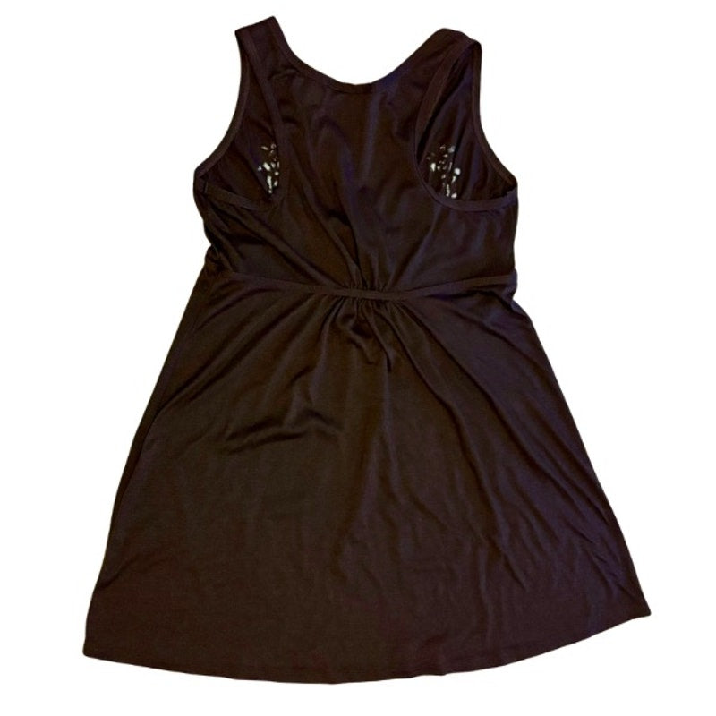 Y2K Chocolate Brown Painted Roses Halter-Style Babydoll Mini-Dress (M)