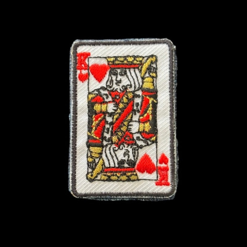 King of Hearts Playing Card Vintage Embroidered Patch Pin