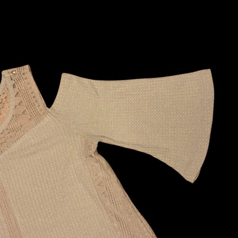 Lavender Lace Cold Shoulder Knit Slouchy Sweater (M)
