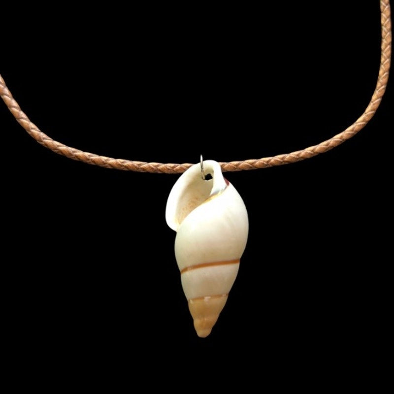 Snail Shell Pendant Leather Cord Choker Necklace
