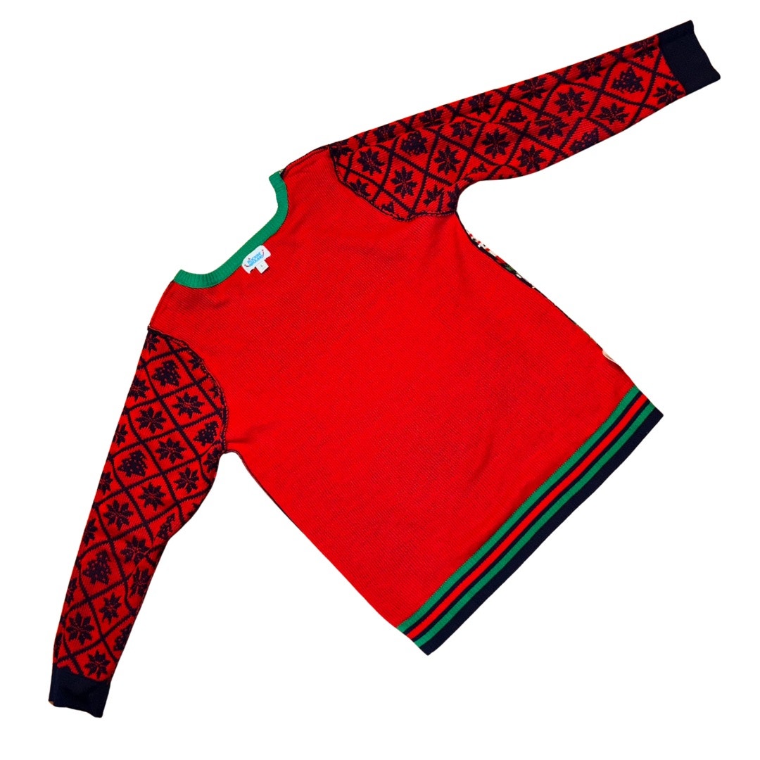 Rockin Around Nice/Naughty Sequin Message Board Unisex Ugly Christmas Sweater (L)
