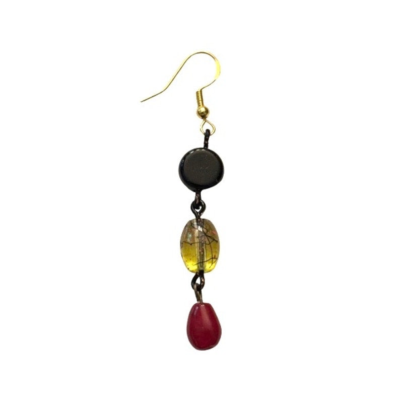 Sunnydale | Black, Yellow, & Red Beaded Drop Earrings