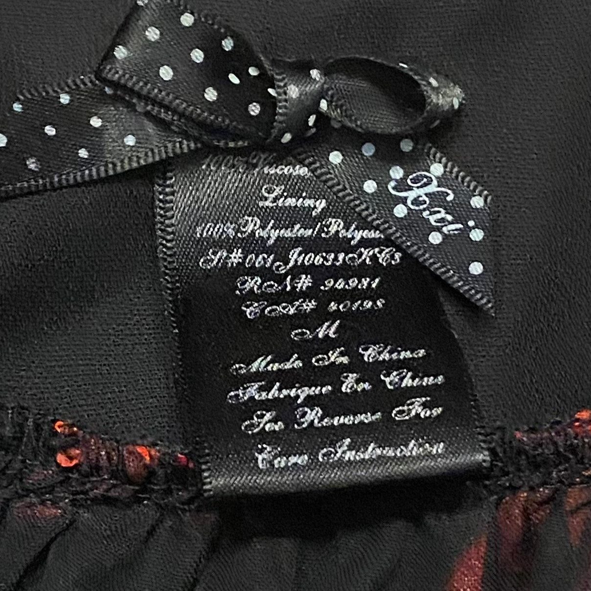 90’s Lacey Bust Black and Red Floral Babydoll Spaghetti Strap Dress  (M)
