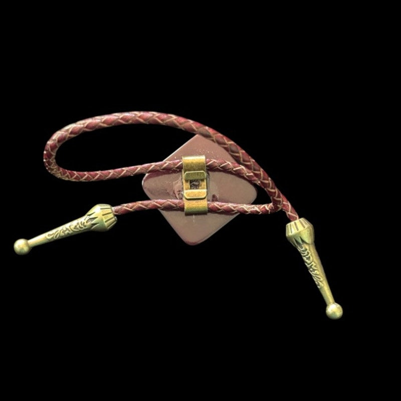 Upcycled Vintage Burgundy Cream Pinwheel Swirl Diamond Bolo Bracelet