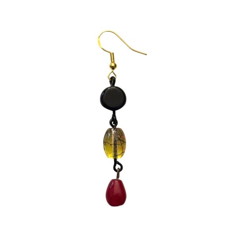 Sunnydale | Black, Yellow, & Red Beaded Drop Earrings