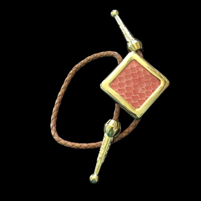 Upcycled Vintage Gold & Pink Snakeskin Diamond Bolo Bracelet