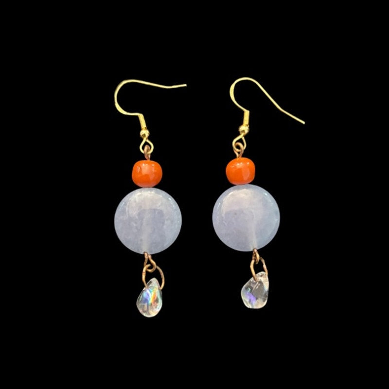 OOAK Beach Sunset Glass Bead Drop Earrings | Handmade