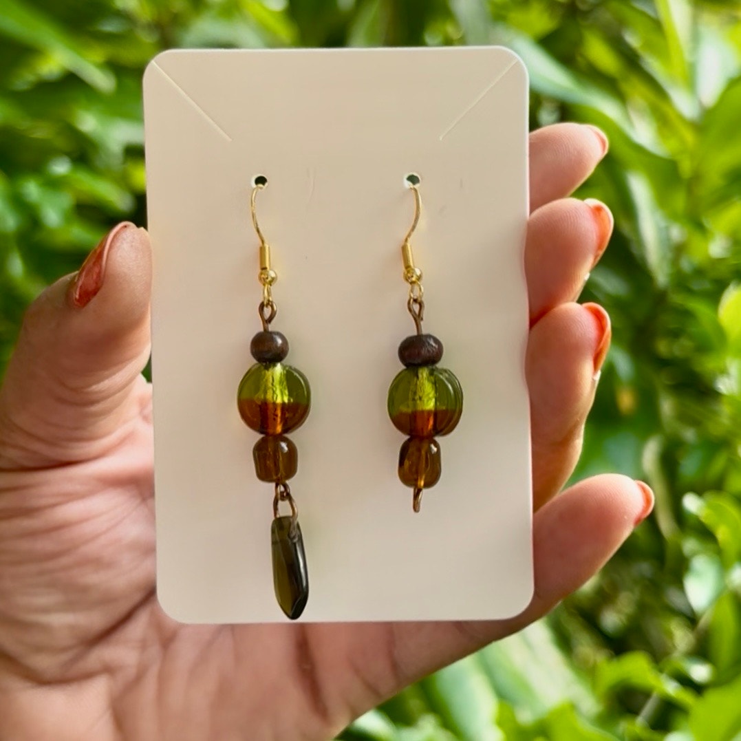 Autumnal Glow Mismatched Beaded Drop Earrings
