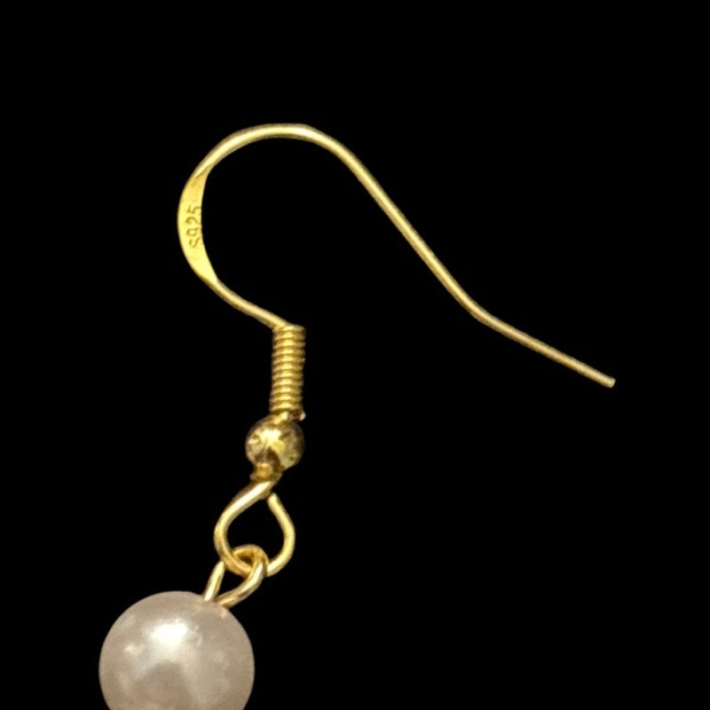 Pastel & Fuchsia Pink Pearl & Orange Bead Dangle Drop Earrings
