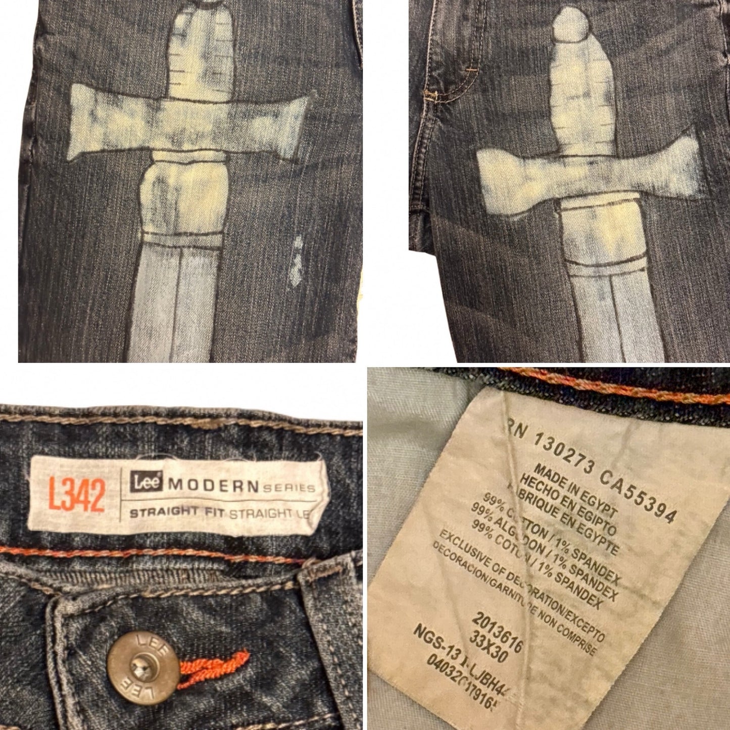 Two of Swords Jeans | OOAK Handpainted (33 x 30)