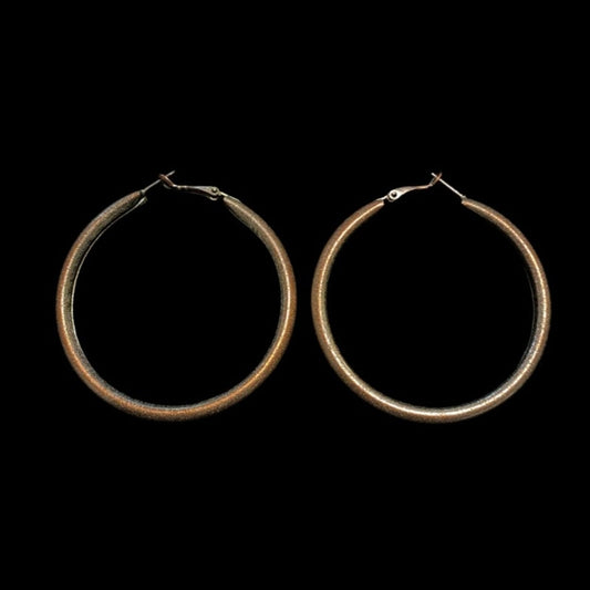 Vintage Medium Tarnished Costume Silver Hoop Earrings