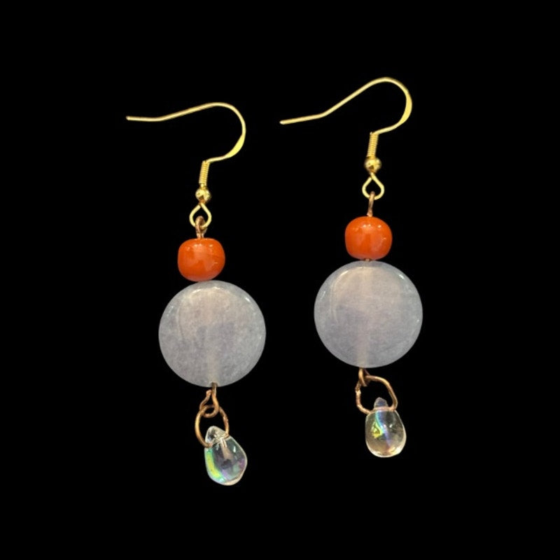 OOAK Beach Sunset Glass Bead Drop Earrings | Handmade