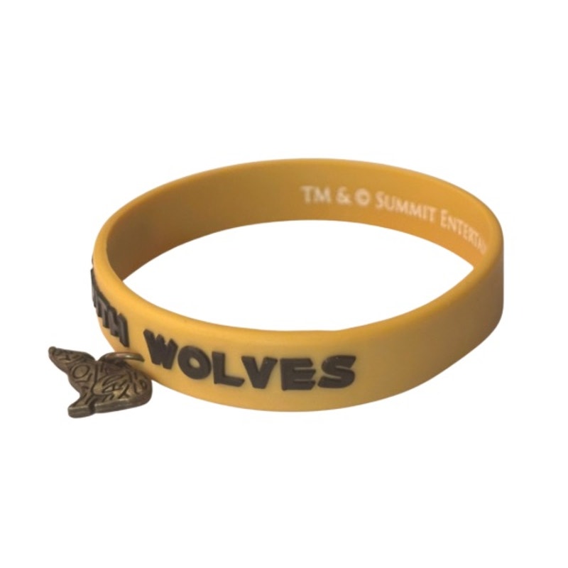 Yellow Twilight New Moon “Runs With Wolves” Bronze Wolf Rubber Charm Bracelet