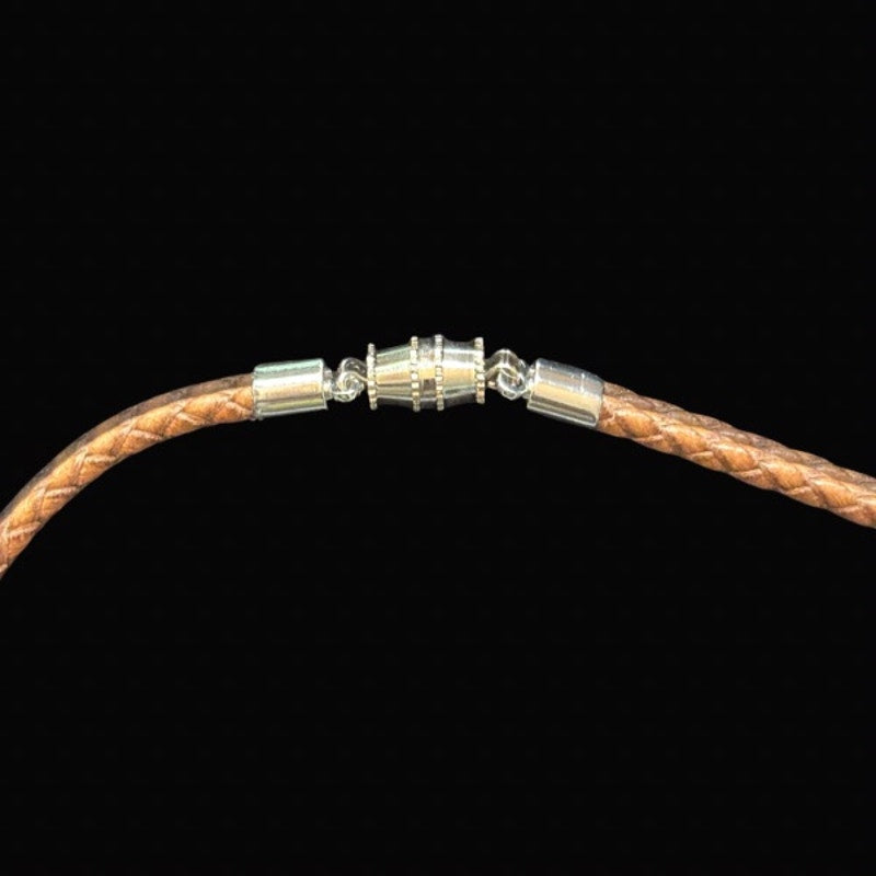 Faux Ametrine Teardrop Pendant Leather Cord Choker Necklace
