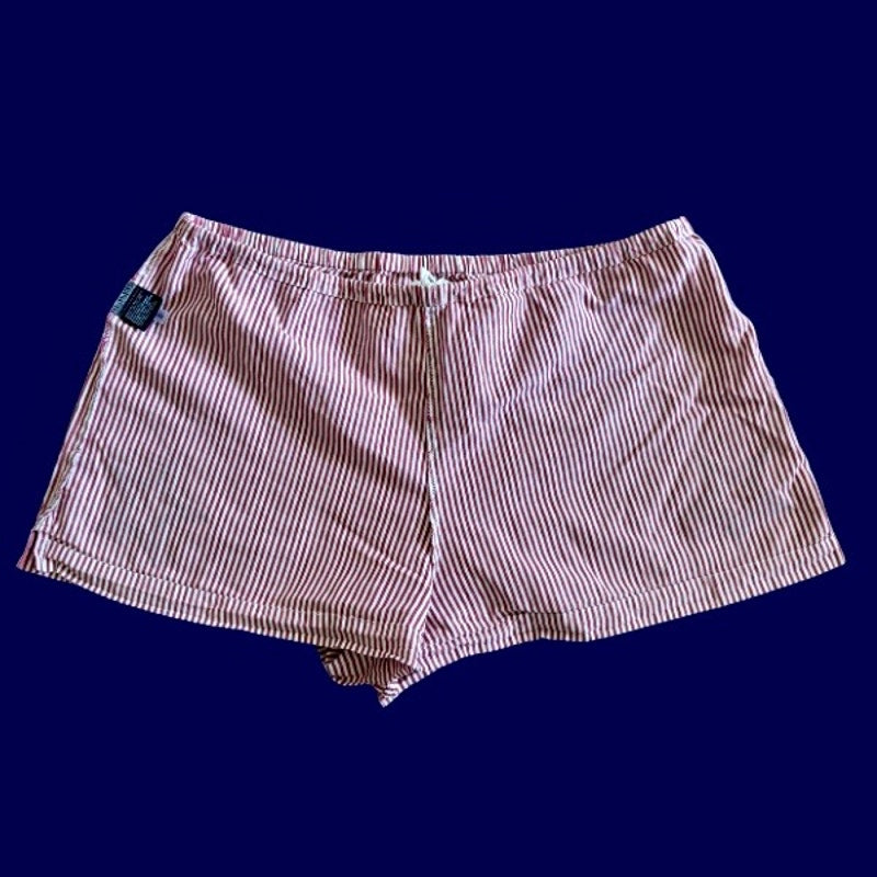 Vintage Navy Star Patch Blue and White Striped Cotton Mini Shorts (L)