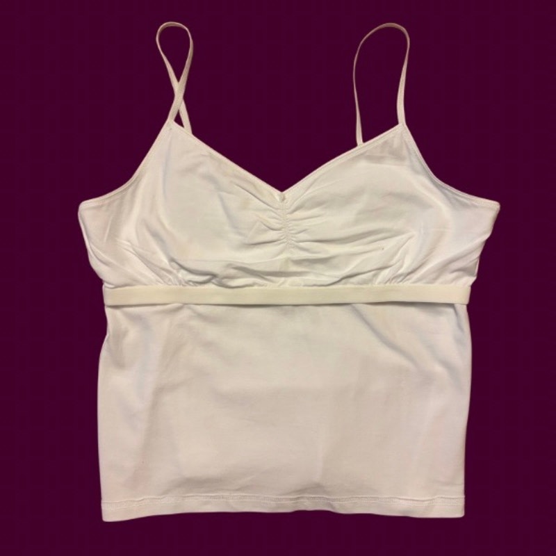 Vintage Purple Rose Bouquet Flower Patch Embellished White Camisole (Medium-Large)