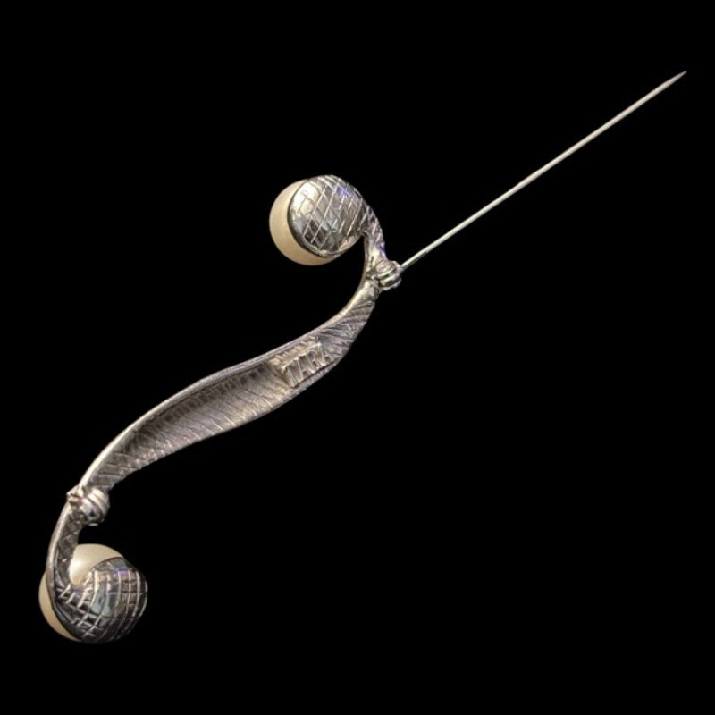 Vintage S-curve Silver and Faux Pearl Bead Brooch Pin
