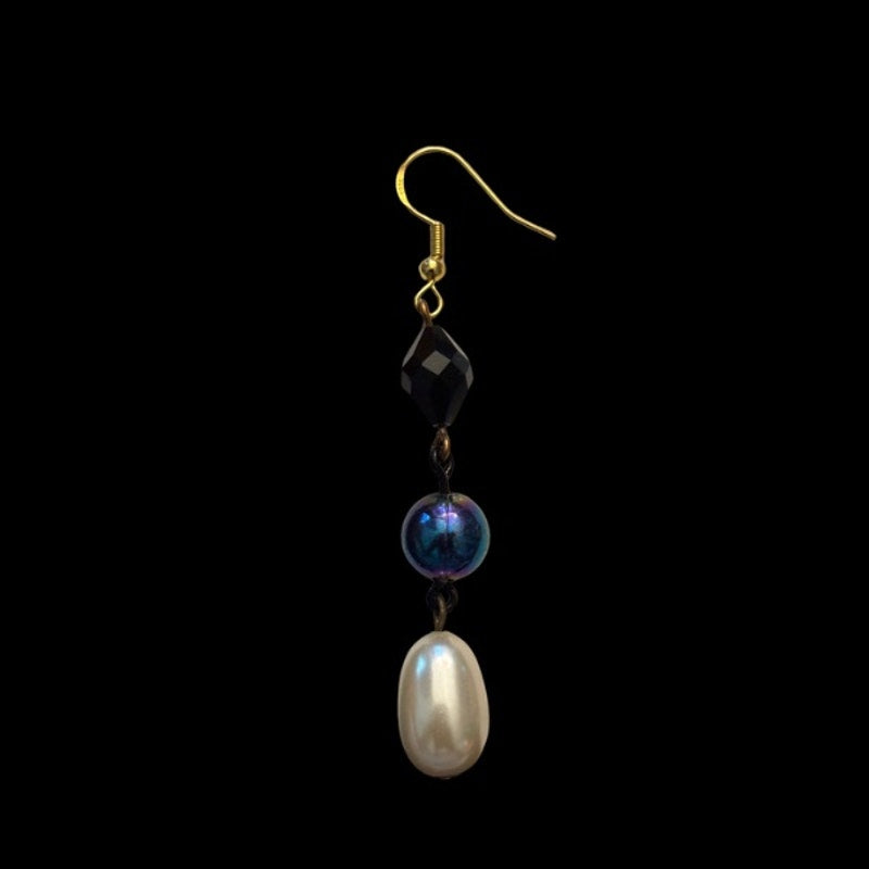 Baroque-inspired Black, Rainbow, Costume Pearl Beaded Drop Earrings