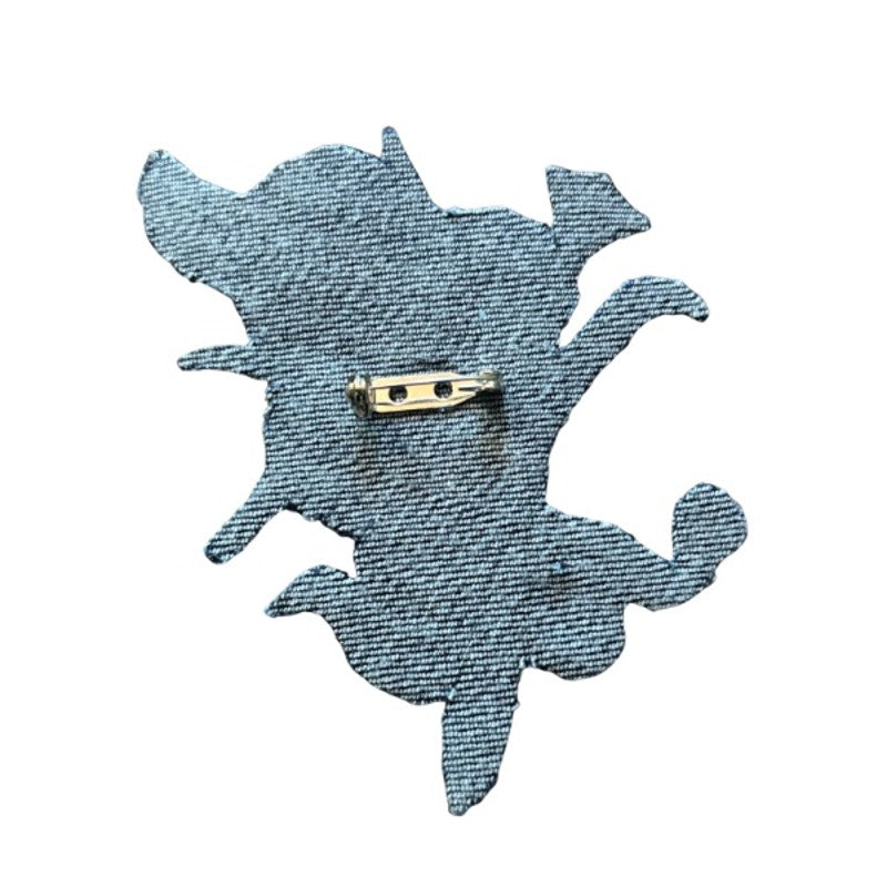 Baby Blue Flower Bow Bouquet Vintage Embroidered Patch Pin
