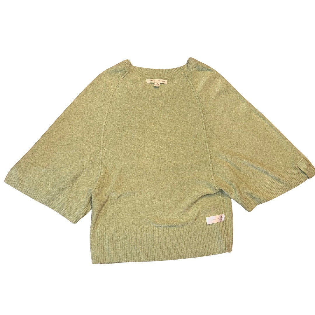 1990’s Vintage Light Green Wide Short Sleeve Knit Sweater Blouse (M)