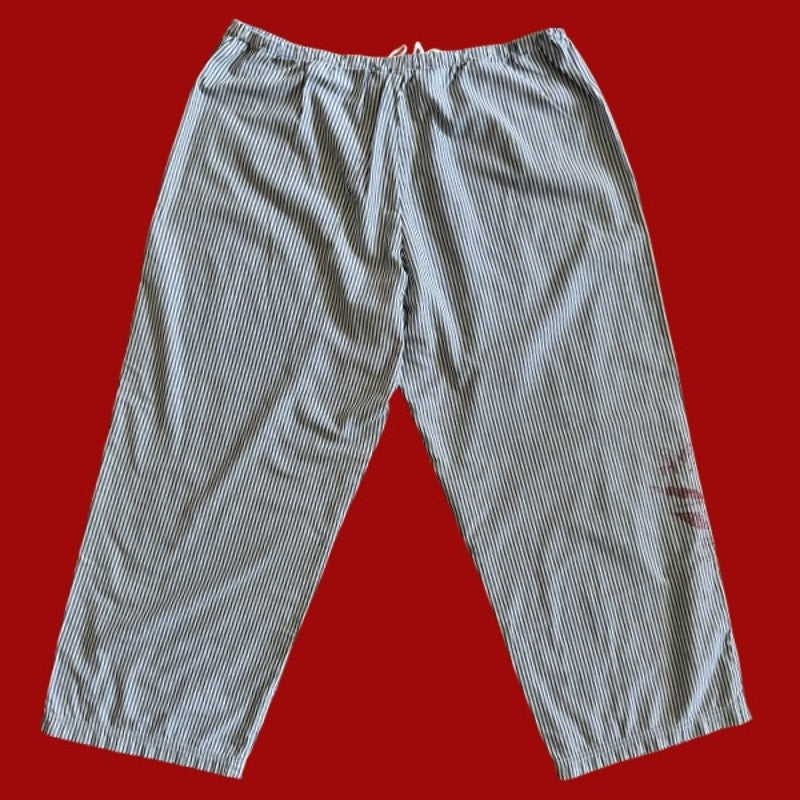 Vintage Navy Star Patch Blue and White Striped Cotton Lounge Pants (L)