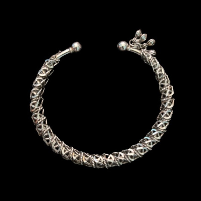 Set of 2 Vintage Silver Twisted Chain Cuff Bangles