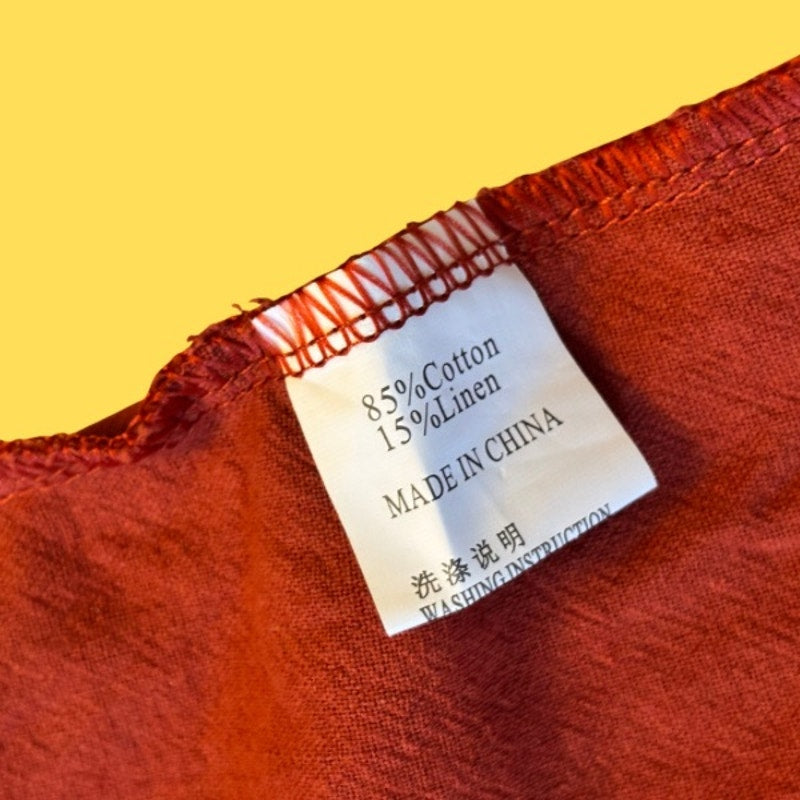 Vintage Tulip Patch Pocket Burnt Orange Mini Shorteralls (M)