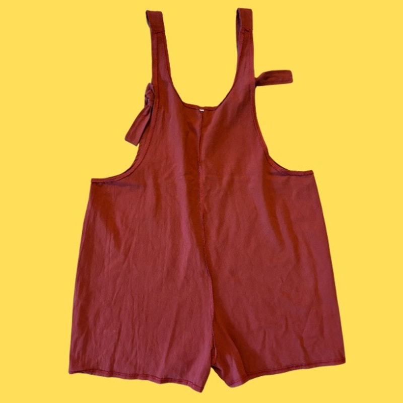 Vintage Tulip Patch Pocket Burnt Orange Mini Shorteralls (M)